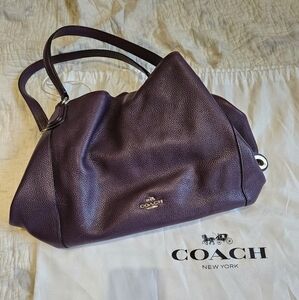 Coach Edie Purple Pebble Leather Shoulder Bag